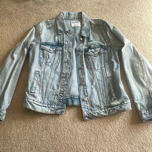 Old Navy light denim distressed jean jacket.